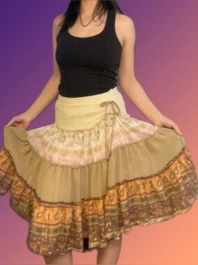 boho Tiered Midi Skirt